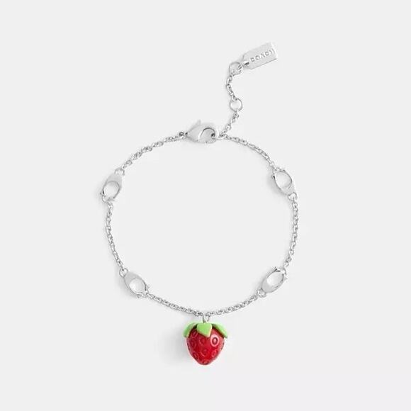 NWT COACH CBB21 Strawberry Charm Bracelet Silver/Multi - Picture 6 of 6